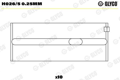 Вкладиші корінні (к-кт) GLYCO H026/5 0.25MM