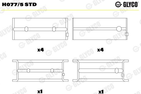 Подшипник коленвала GLYCO H077/5 STD