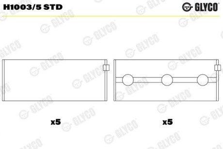 Вкладиші корінні (к-кт) GLYCO H1003/5 STD (фото 1)