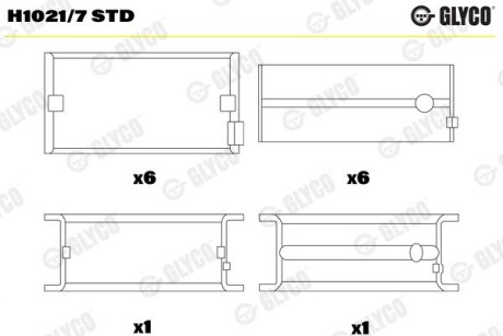 Подшипник коленвала GLYCO H1021/7 STD