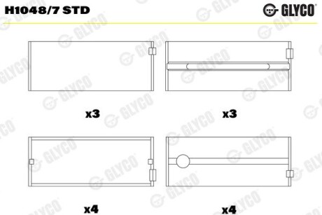 Подшипник коленвала GLYCO H1048/7 STD