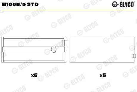 Подшипник коленвала GLYCO H1068/5 STD