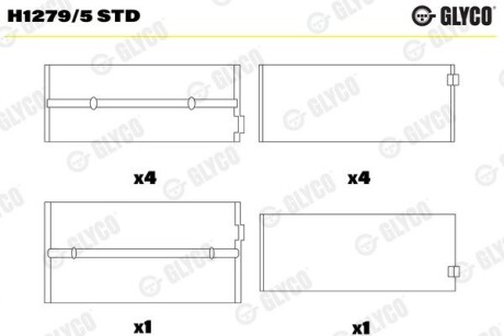 Подшипник коленвала GLYCO H12795STD