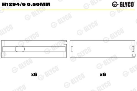 Вкладиші корінні (к-кт) GLYCO H1294/6 0.50MM