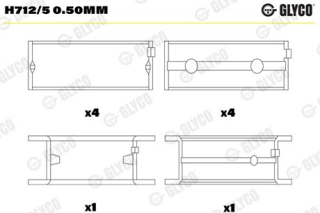 Подшипник коленвала GLYCO H712/5 0.50MM