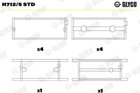 Вкладыши коренные GLYCO H712/5 STD (фото 1)