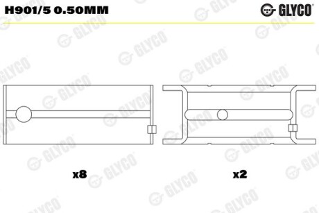 Комплект вкладишів двигуна GLYCO H901/5 0.50MM