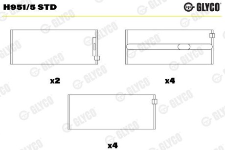 Вкладиші Mercedes-Benz T1 (601) 77-95 GLYCO H951/5 STD