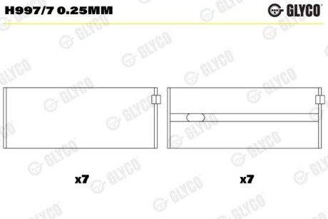 Комплект вкладишів двигуна GLYCO H997/7 0.25MM (фото 1)