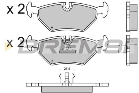 Гальмівні колодки зад. BMW 3(E36, E46)/5(E34)/7(E32) 86-06 (ATE) (122x45x16) GRESA BP2415 (фото 1)