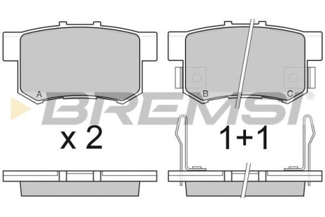 Гальмівні колодки зад. Civic 98-01/CR-V 01-06 (Akebono) (47,5x89x14,5) GRESA BP2750