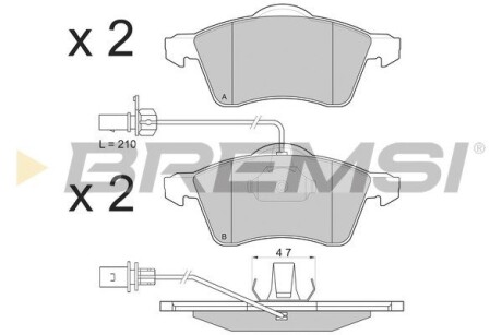 Гальмівні колодки пер. T4 2.5TDI 96-03 (R15)(з датчиком) GRESA BP2868