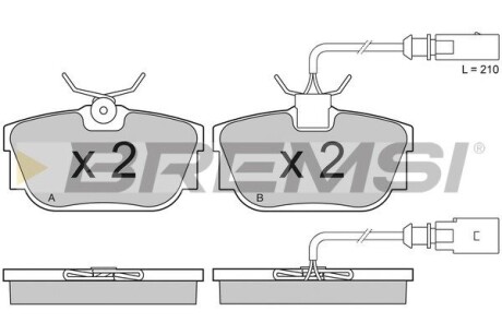 Гальмівні колодки зад. T4 98-03 (Lucas) (51x94,9) з датчиком GRESA BP2946