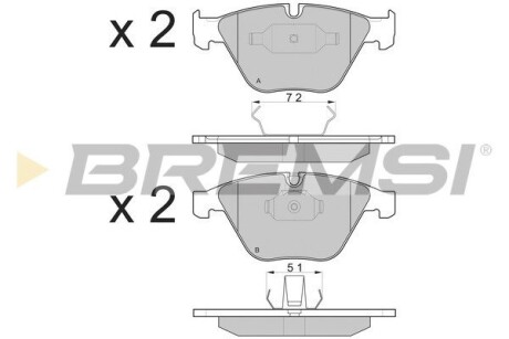 Гальмівні колодки пер. BMW 5(E60)/7(E65) 02-10 (ATE) (155,1x68,5x20,3) GRESA BP3073 (фото 1)