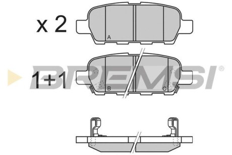 Гальмівні колодки зад. Qashqai/X-Trail 07- (39x105,4x13,7) GRESA BP3351 (фото 1)