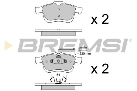 Гальмівні колодки пер. Doblo 10- (диск 305mm)(155.2x69.08x20.3) GRESA BP3413