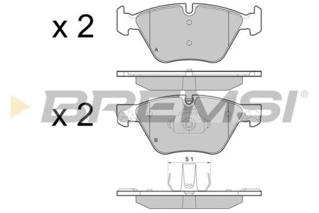 Гальмівні колодки пер. BMW 5 (F10) 10- (ATE) (154,8x63,6x19,3) GRESA BP3447