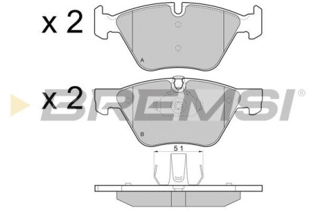 Гальмівні колодки пер. BMW 5 (E60) 05-10(ATE) (154,8x63,6x20,3) GRESA BP3488 (фото 1)