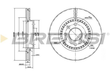 Гальмівний диск перед. Kangoo/Clio I/II//Logan/Megane 97- (+ABS) (259x20.6) GRESA CD7096V