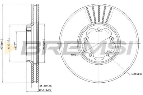 Гальмівний диск перед. Transit V-184 (FWD) (276X24,5) GRESA CD7113V