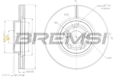 Гальмівний диск перед. Toyota Avensis 03-08 (277x26) GRESA CD7508V