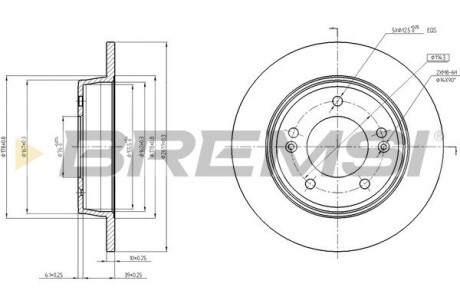 Гальмівний диск зад. Hyundai Elantra/i 30/Kia Ceed/Soul II 11- (262x10) GRESA CD8193S