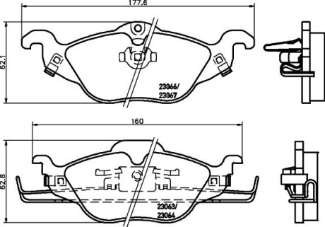 Гальмівні колодки дискові перед. Opel Astra G 1.2-1.8 98- HELLA 8DB 355 008-571