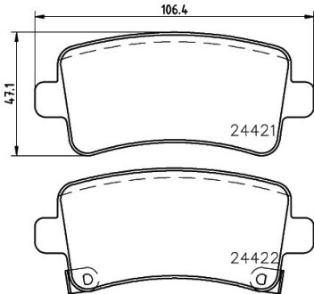 Гальмівні колодки дискові зад. Opel Insignia 08-/Saab 9-5 10- HELLA 8DB 355 012-991