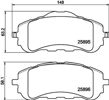 Гальмівні колодки дискові перед. Peugeot 308 II 1.2-2.0D 2013- HELLA 8DB 355 021-321