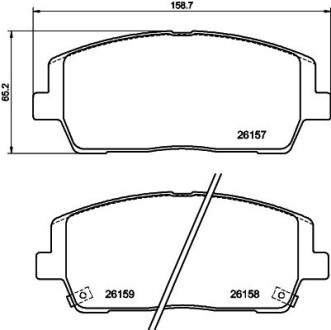 Гальмівні колодки дискові перед. Hyundai Santa Fe Kia Sorento 2.0D/2.2D/2.4 01.15- HELLA 8DB 355 040-011