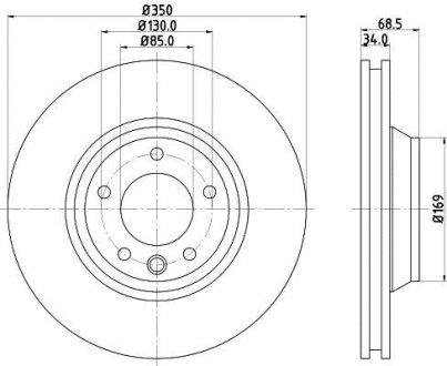 Диск гальмівний PRO перед. прав. Audi Q7 3.0TDI/Porsce Cayenne/VW Touareg 3.0TDI-6.0TDI 09.02- HELLA 8DD 355 109-781 (фото 1)