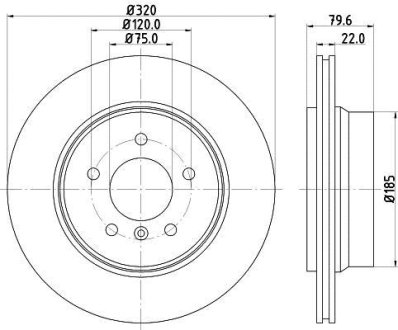 Диск гальмівний зад. BMW X3 (E83) 2.0-3.0D 09.03-12.11 HELLA 8DD 355 112-251 (фото 1)