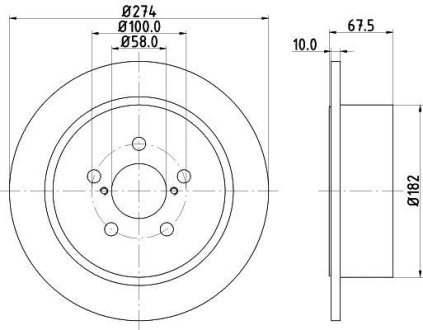 Диск гальмівний зад. Subaru Legacy 02/08- HELLA 8DD 355 114-641 (фото 1)