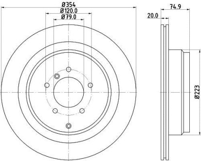 Диск гальмівний задн. Land Rover Range Rover III 05- HELLA 8DD 355 115-291 (фото 1)