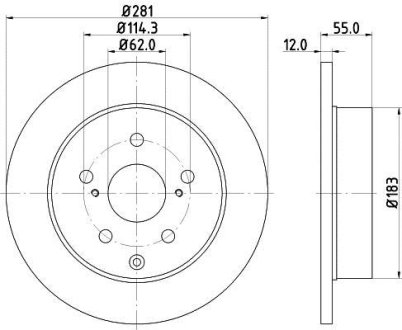 Диск гальмівний зад. Lexus RX270/350/450H 12-/Toyota Rav 4 IV 2.0D-3.5 08- HELLA 8DD355118881