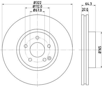 Гальмівний диск перед. DB C (W204, C204), E (W212, C207, A207), SLK (R172) 1.8-3.5 07- HELLA 8DD 355 118-931 (фото 1)