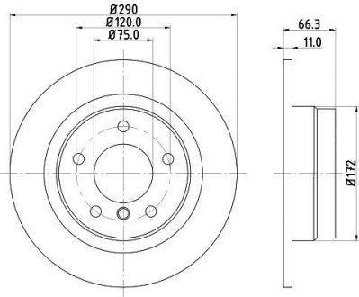 Диск гальмівний задній BMW 1 (F20), 1 (F21), 2 (F22, F87), 2 (F23) 1.5-2.0D 11.10- HELLA 8DD 355 120-231