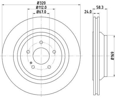 Гальмівний диск задн. DB S-Series (W222)/CL-Series (W216)/S-Series (W221)/SL-Series (W230) (05-17) HELLA 8DD 355 128-751 (фото 1)