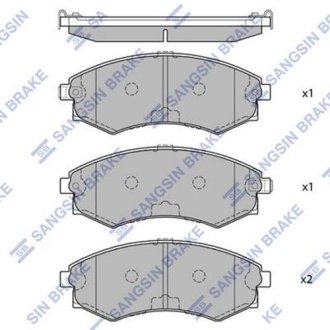 Комплект гальмівних колодок з 4 шт. дисків Hi-Q (SANGSIN) SP1054-F (фото 1)