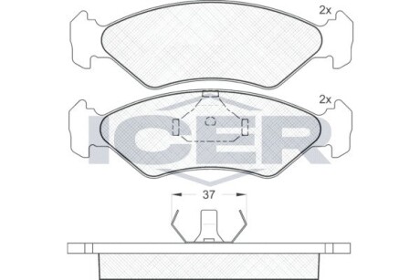 Колодки гальмівні дискові передні FORD Fiesta 96-01, Ka 96-08 ICER 180776