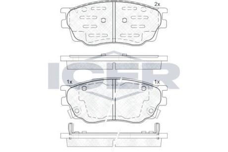 Колодки гальмівні передні ICER 181542-200