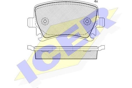 Тормозные колодки задние (17,0mm) VW-Passat 1.6FSI,1.9-2.0TDI 05- Caddy 04- ICER 181600 (фото 1)