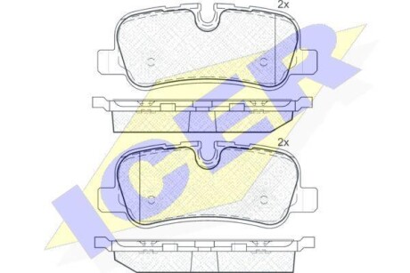 Тормозные колодки задние Land Rover Discovery, Range Rover/Sport 2.7Td-5.0I 03.0 ICER 181661