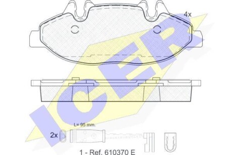 Тормозные колодки передние (21.00mm) MB Vito 2.2 03- (Bosch) ICER 181675