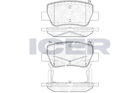 Комплект гальмівних колодок (дискових) ICER 181916