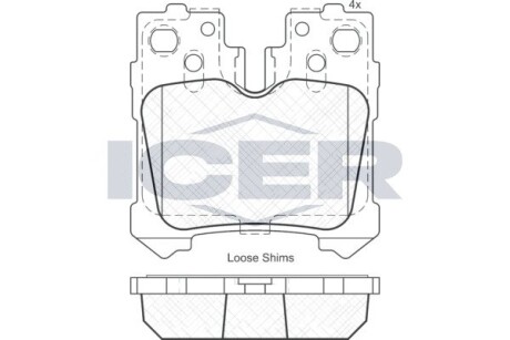 Тормозные колодки задние Lexus 460/460L 2009- ICER 181936 (фото 1)