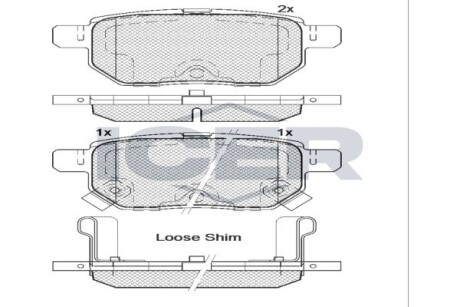 Тормозные колодки задние (14.4mm) Toyota Auris/Yaris 06- ICER 181947