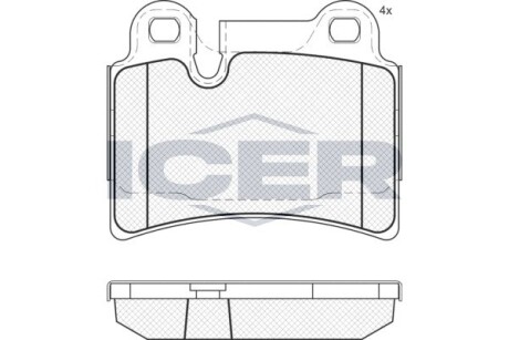 Тормозные колодки задние (19.0mm) VW Touareg,Audi Q7 2003- ICER 181951