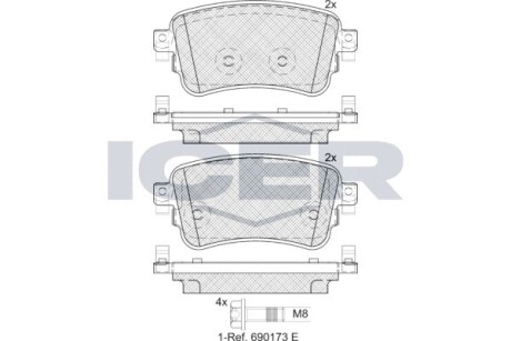 Колодки гальмівні задні ICER 182294