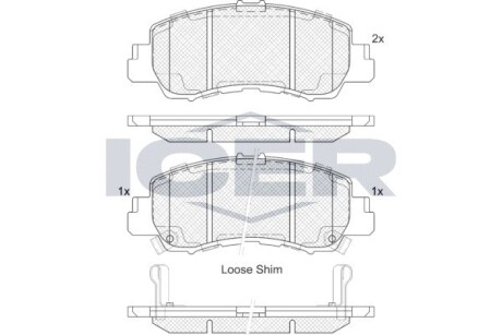 Комплект гальмівних колодок (дискових) ICER 182340